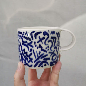 blue squiggle mug