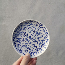 load image into gallery viewer, blue squiggle plate ~ size small
